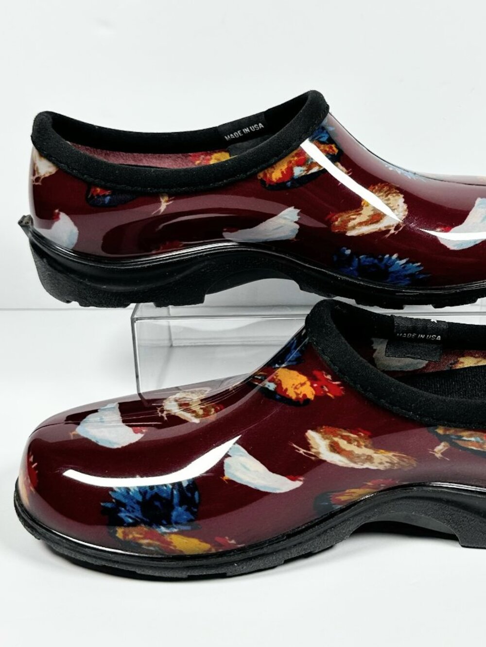 Sloggers Garden Shoes Women Size 7 Chicken Barn Red Waterproof Slip on Clogs USA
